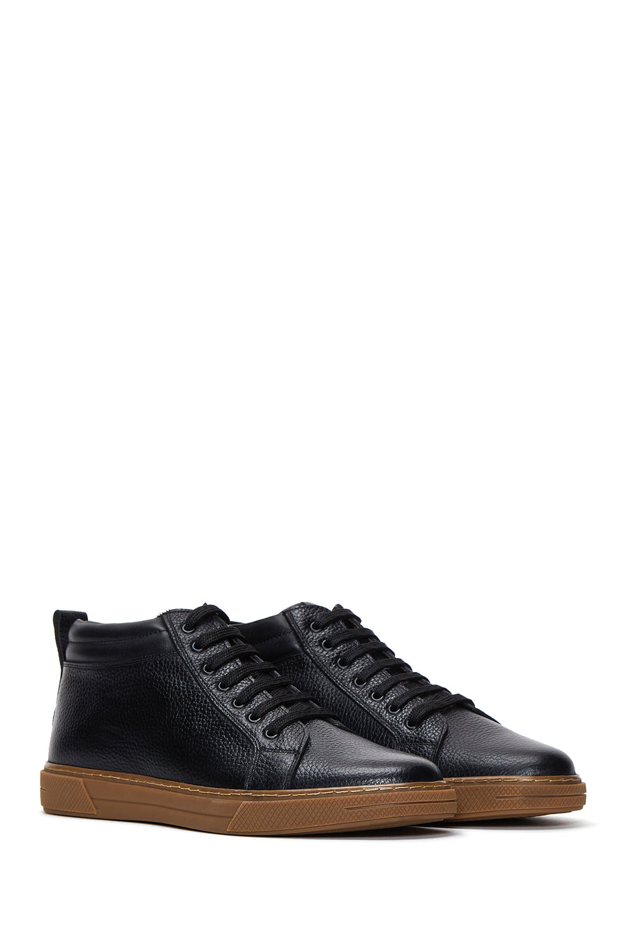 Erkek Siyah Deri Bilekli Sneaker Bot