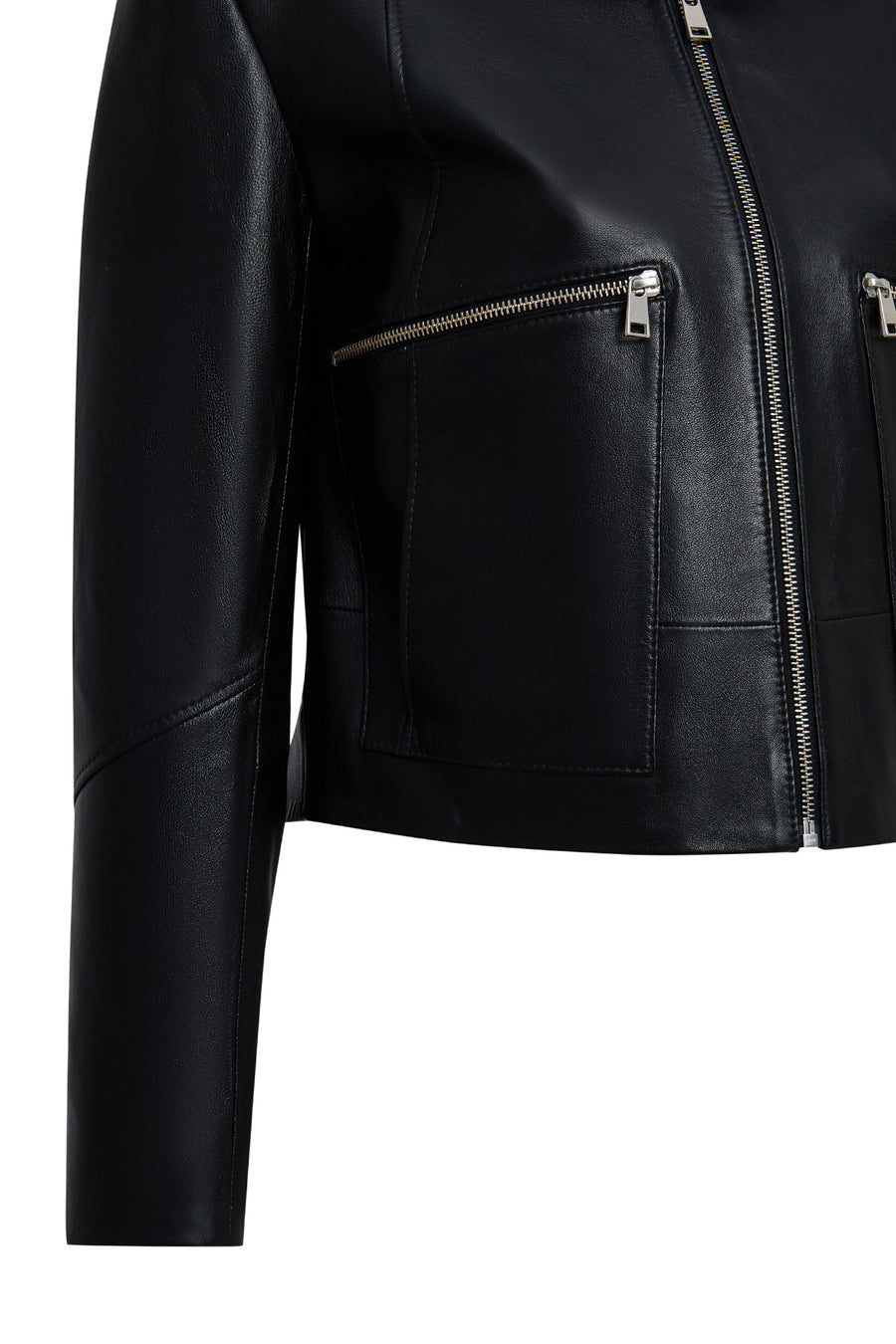 Dolores Women's Black Lapel Short Leather Jacket