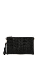 Women's Black Long Chain Strap Woven Clutch Bag | Derimod