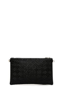 Women's Black Long Chain Strap Woven Clutch Bag | Derimod