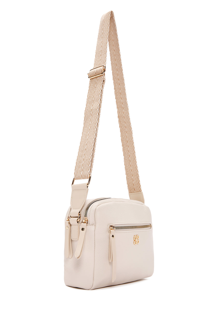 Woman Cream Long Strap Crossbody Bag