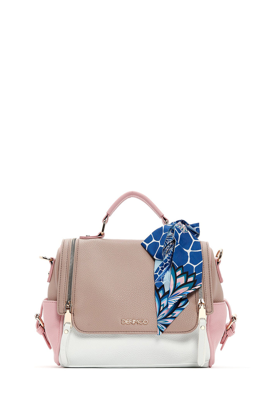 Women's Pink Long Strap Handbag with Accessory Details
