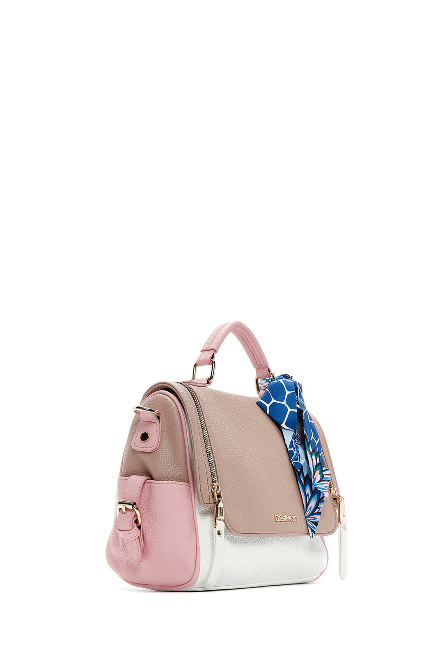 Women's Pink Long Strap Handbag with Accessory Details