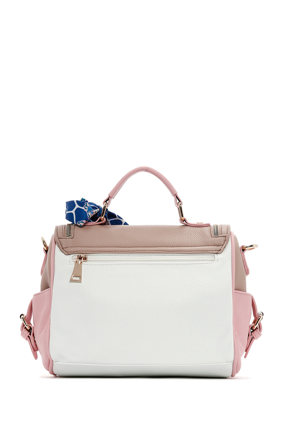 Women's Pink Long Strap Handbag with Accessory Details