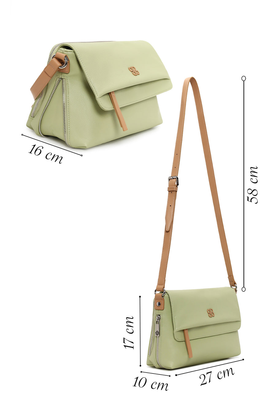 Woman Green Long-Strap Crossbody Bag