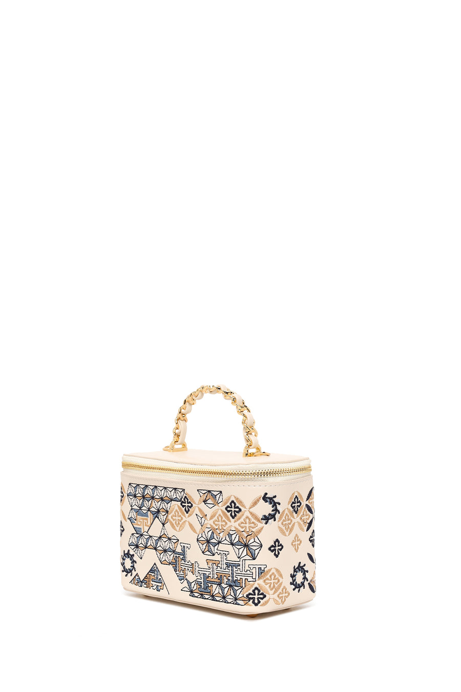 Woman Cream Long Strap Printed Mini Shoulder Bag