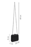 Woman Black Long Chain-Strap Rhinestone Evening Mini Clutch Bag | Derimod