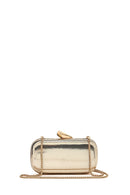 Woman Gold Long-Strap Metallic Mini Clutch Evening Bag | Derimod
