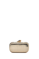 Woman Gold Long-Strap Metallic Mini Clutch Evening Bag | Derimod