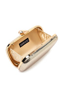 Woman Gold Long-Strap Metallic Mini Clutch Evening Bag | Derimod