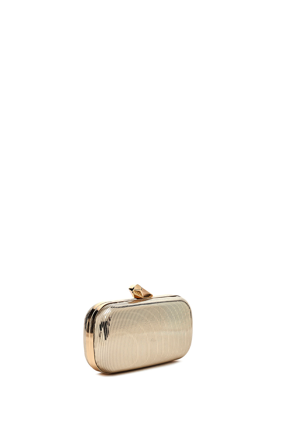 Woman Gold Long-Strap Metallic Mini Clutch Evening Bag