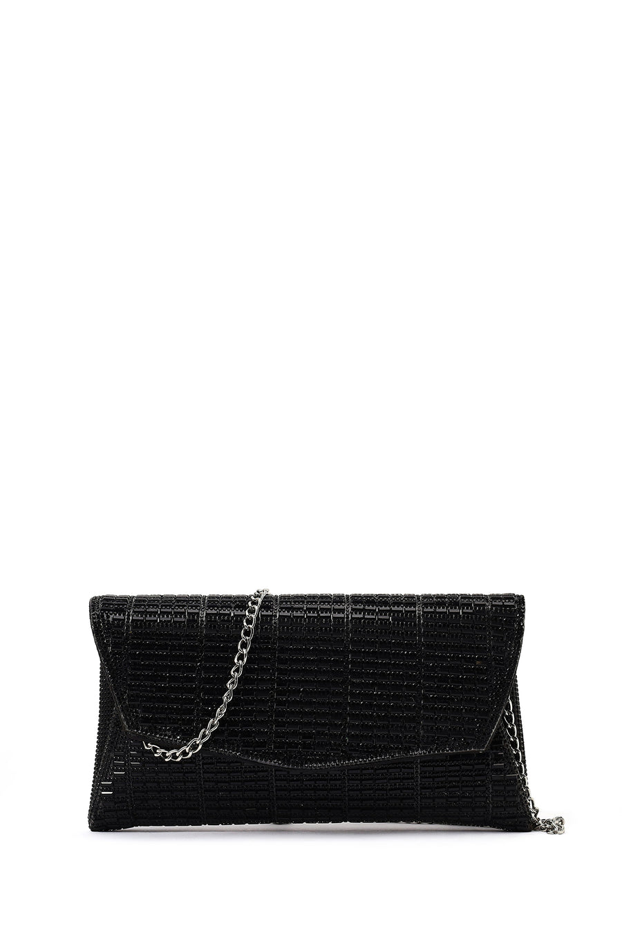 Women's Black Long Chain Strap Embellished Mini Evening Clutch Bag 26PBD2960TS | Derimod