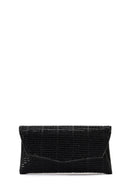 Women's Black Long Chain Strap Embellished Mini Evening Clutch Bag | Derimod