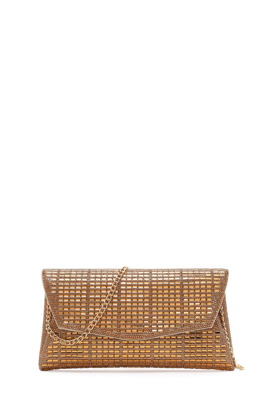 Women's Gold Long Chain Strap Embellished Mini Evening Clutch Bag 26PBD2960TS | Derimod