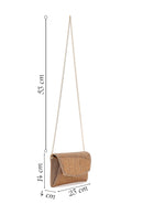 Women's Gold Long Chain Strap Embellished Mini Evening Clutch Bag | Derimod