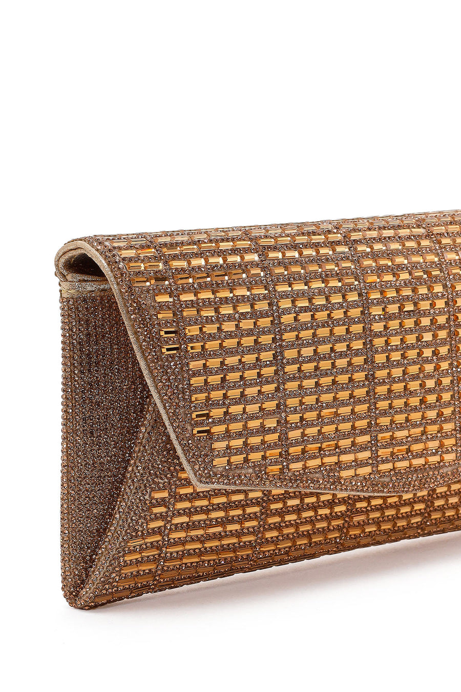 Women's Gold Long Chain Strap Embellished Mini Evening Clutch Bag