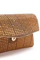 Women's Gold Long Chain Strap Embellished Mini Evening Clutch Bag | Derimod