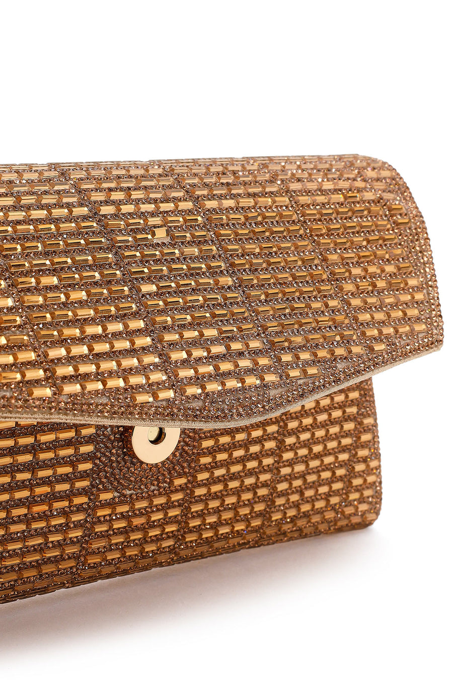 Women's Gold Long Chain Strap Embellished Mini Evening Clutch Bag