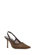 Women's Bronze Stone Open Back Thin Heeled Leather Shoes | Derimod