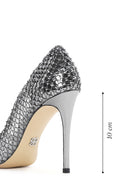 Kadın Gümüş Taşlı Yüksek İnce Topuklu Deri Stiletto | Derimod