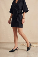Woman Black Open-Back Low-Heeled Leather Shoes | Derimod