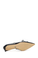 Woman Black Open-Back Low-Heeled Leather Shoes | Derimod