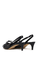 Woman Black Open-Back Low-Heeled Leather Shoes | Derimod