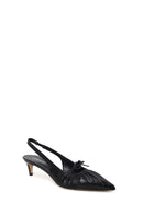 Woman Black Open-Back Low-Heeled Leather Shoes | Derimod