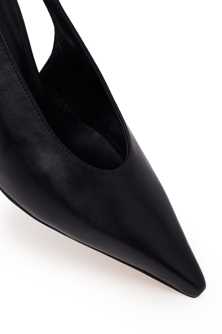 Women's Black High-Heeled Open-Back Leather Shoes