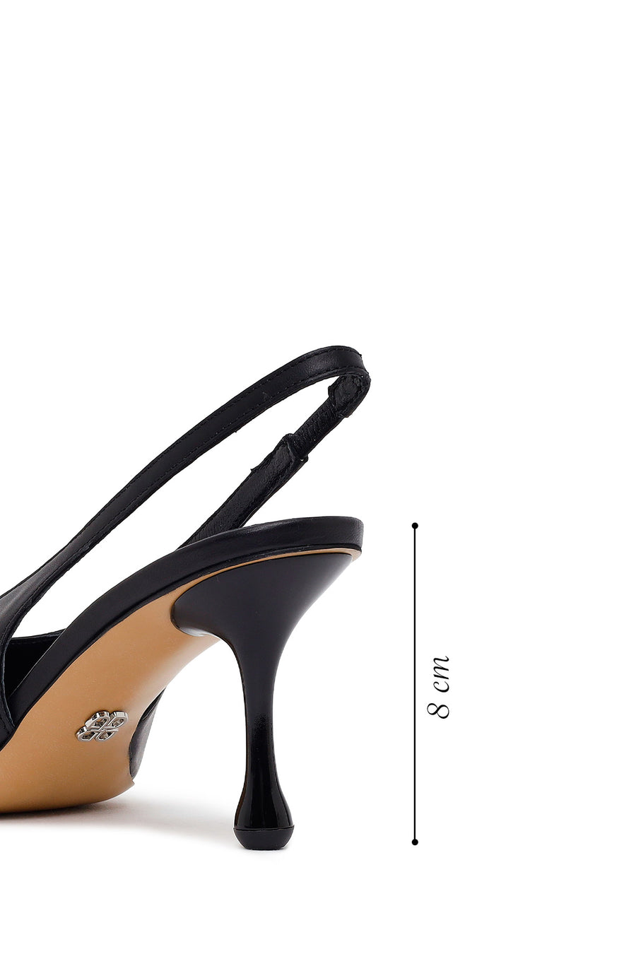 Women's Black High-Heeled Open-Back Leather Shoes