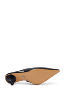 Women's Black High-Heeled Open-Back Leather Shoes | Derimod