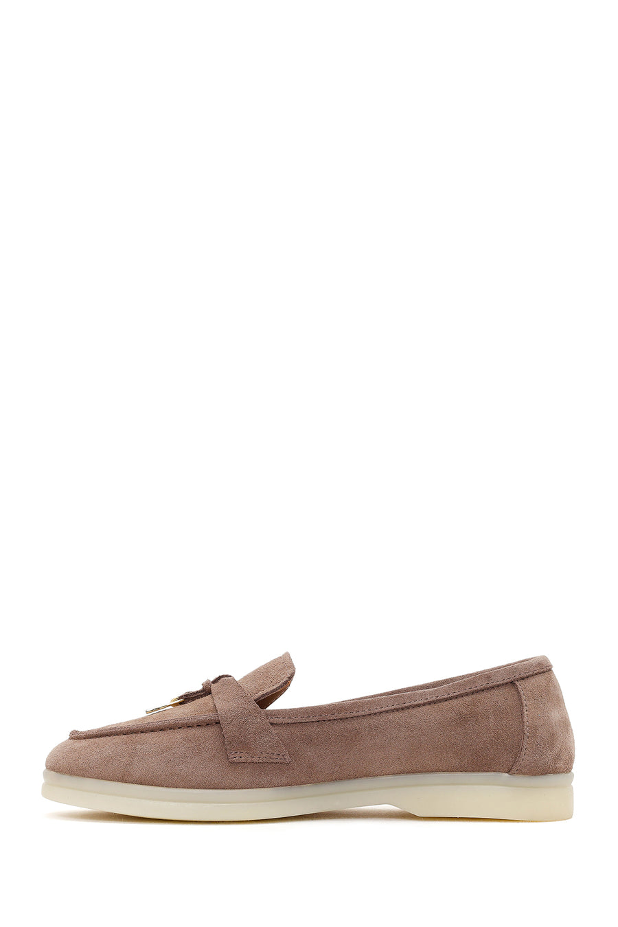 Kadın Vizon Süet Deri Maskülen Loafer