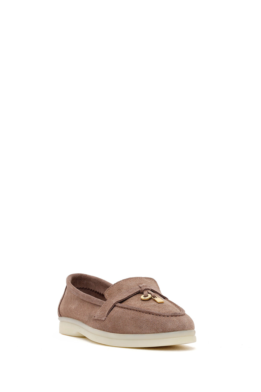 Kadın Vizon Süet Deri Maskülen Loafer