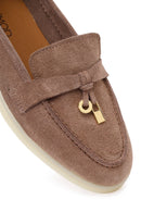 Kadın Vizon Süet Deri Maskülen Loafer | Derimod