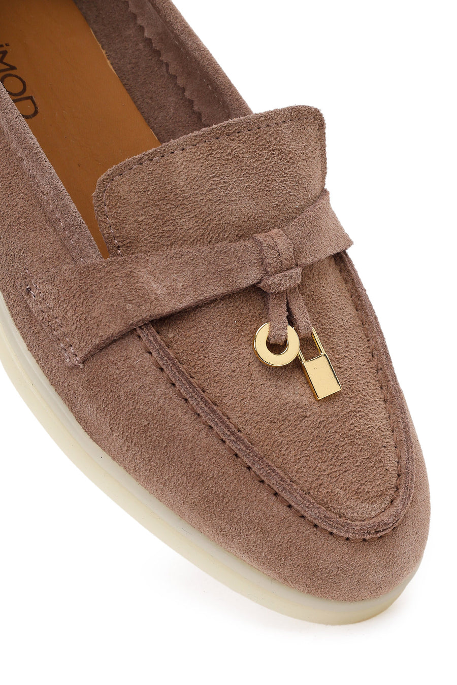 Kadın Vizon Süet Deri Maskülen Loafer