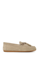Woman Beige Suede Leather Loafer | Derimod