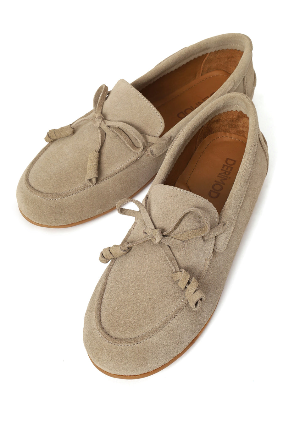 Woman Beige Suede Leather Loafer