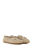 Woman Beige Suede Leather Loafer | Derimod