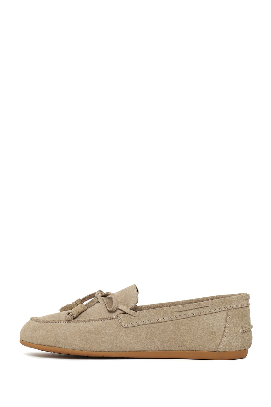 Woman Beige Suede Leather Loafer