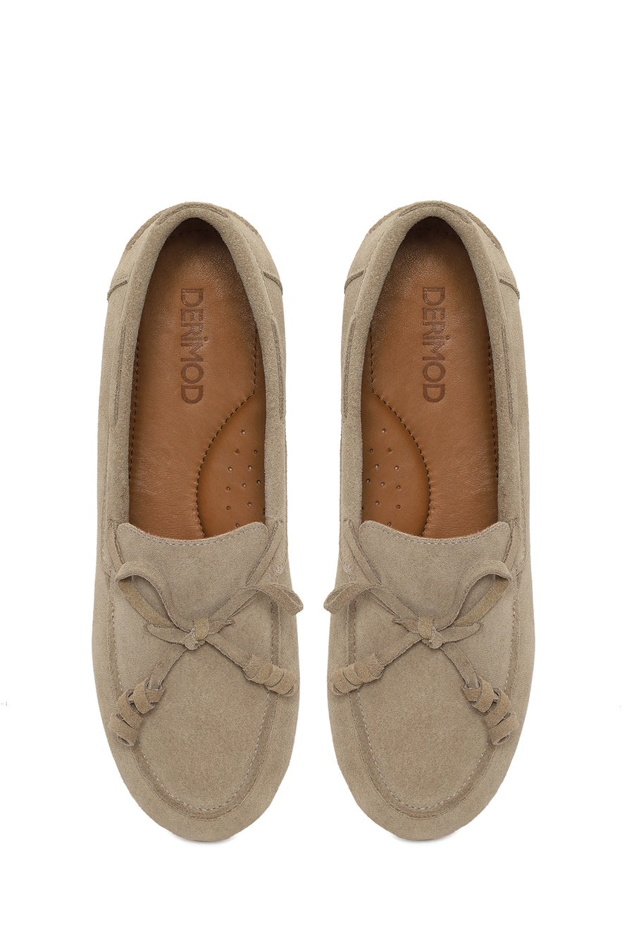 Woman Beige Suede Leather Loafer