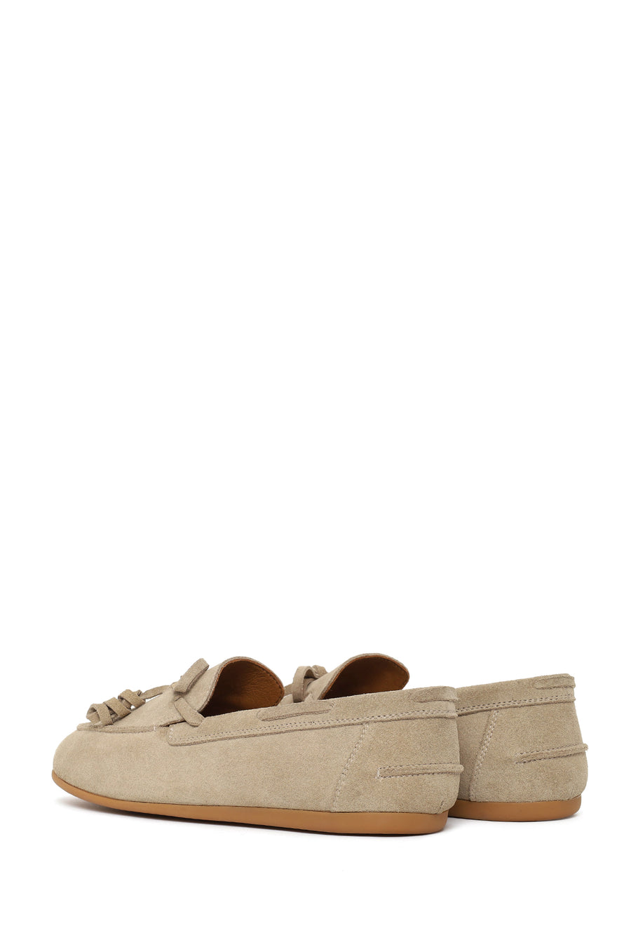 Woman Beige Suede Leather Loafer