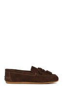 Woman Brown Suede Leather Loafer | Derimod