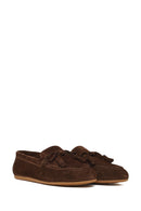 Woman Brown Suede Leather Loafer | Derimod