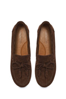 Woman Brown Suede Leather Loafer | Derimod