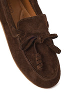 Woman Brown Suede Leather Loafer | Derimod