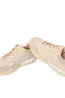 Woman Beige Lace-Up Leather Sneakers | Derimod