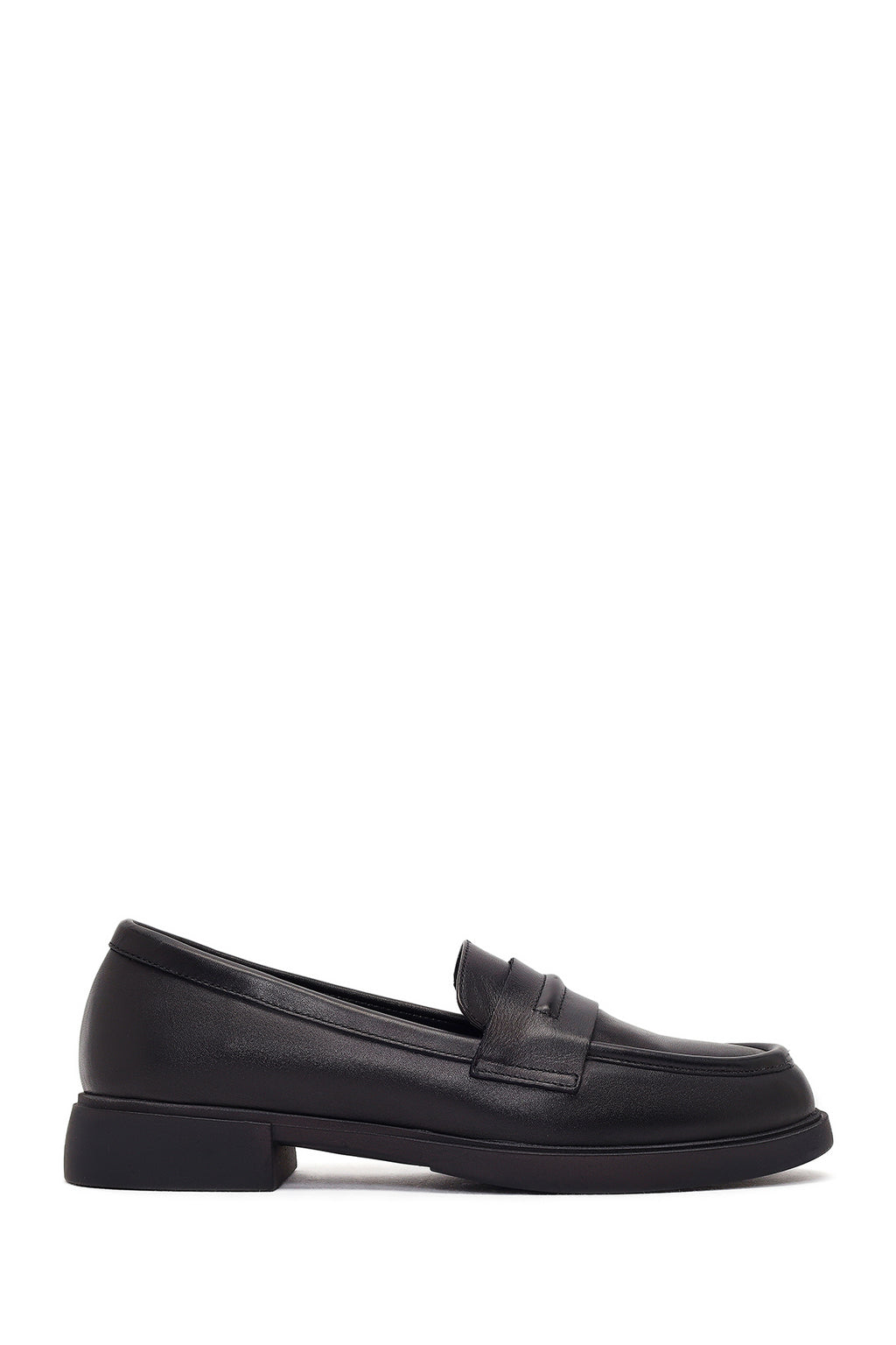Kadın Siyah Deri Maskülen Loafer