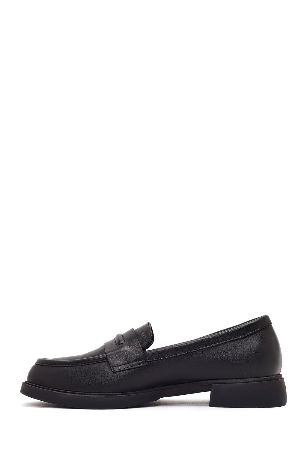 Kadın Siyah Deri Maskülen Loafer