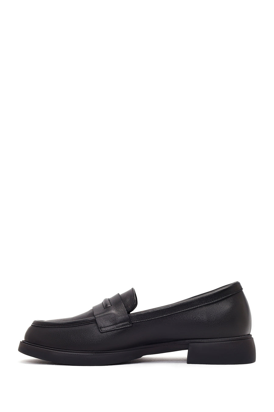 Kadın Siyah Deri Maskülen Loafer