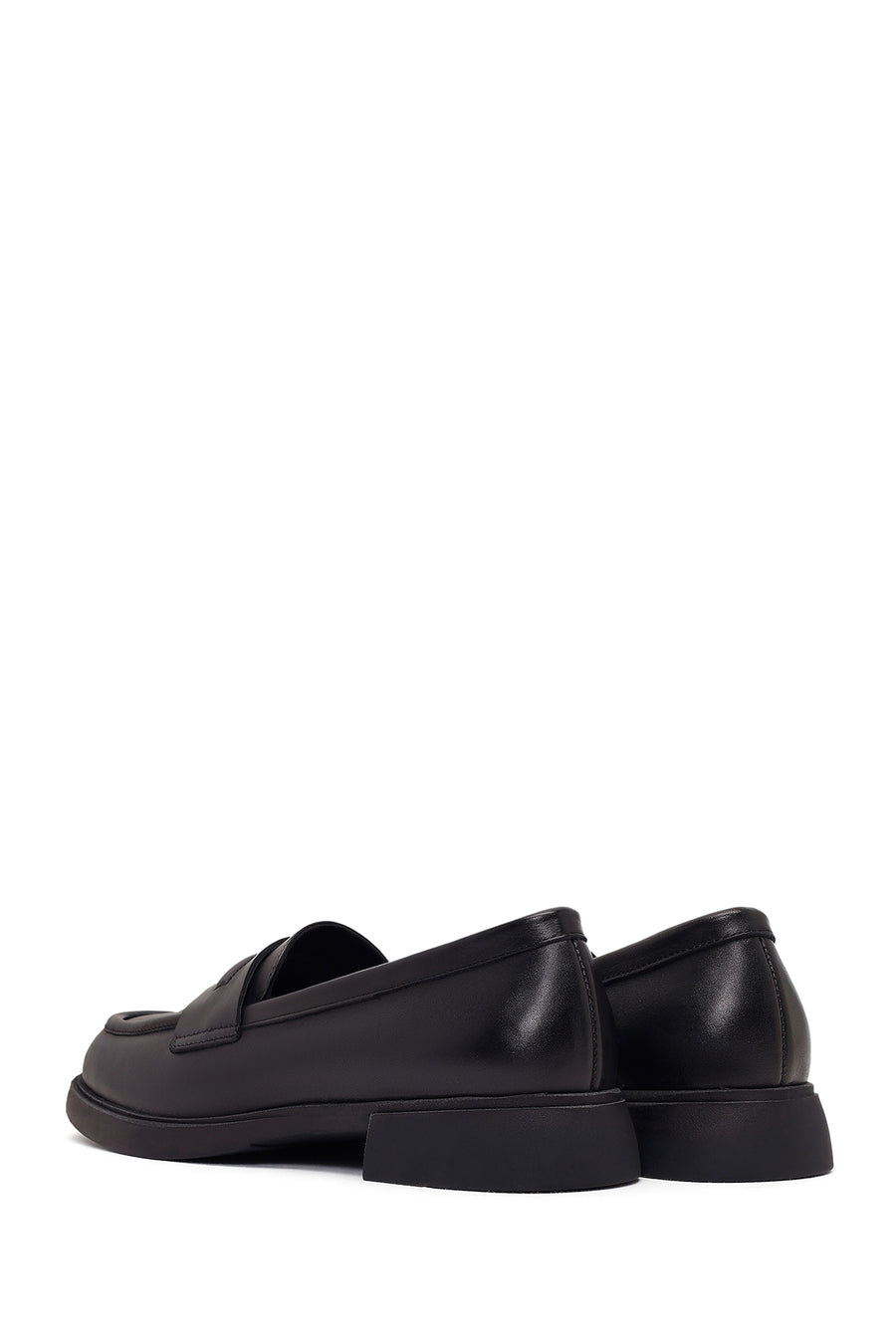 Kadın Siyah Deri Maskülen Loafer